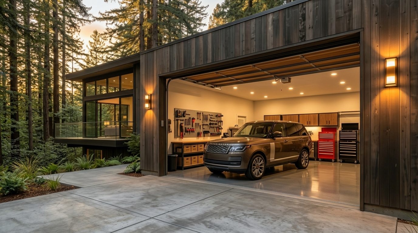 Huda Sayegh Garage Door Rapid Service Interior View of Custom Garage Door Overhead and Workshop